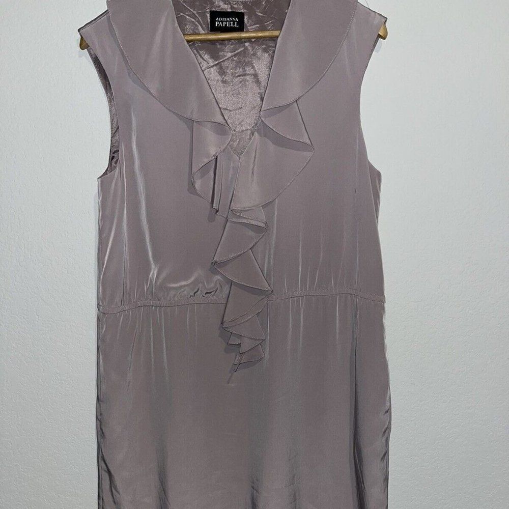Adrianna Papell Dress Light Purple Medium Ruffled Collar Midi Casual Formal